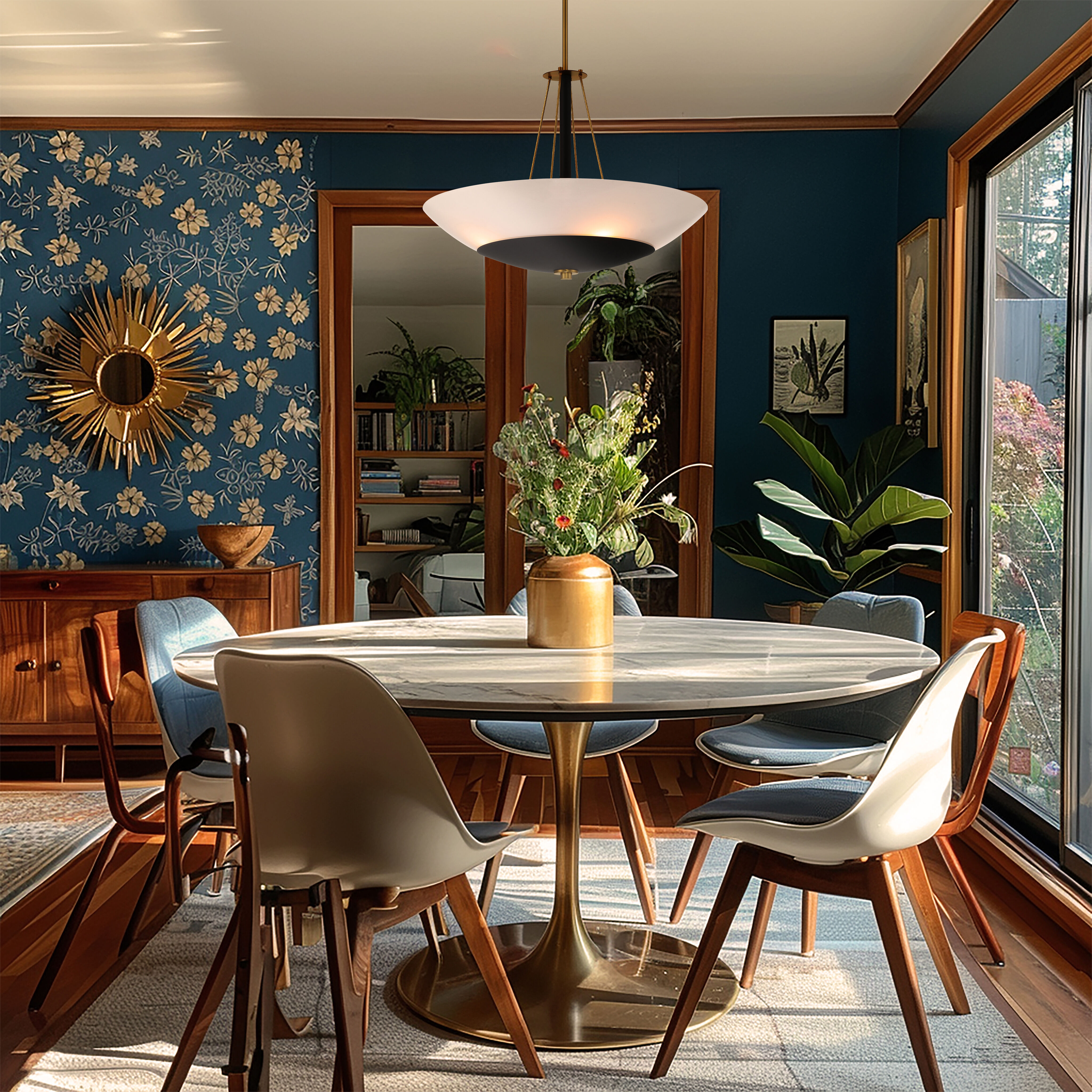 BAX 4 Light 24 inch Sand Coal and Soft Brass Pendant Ceiling Light